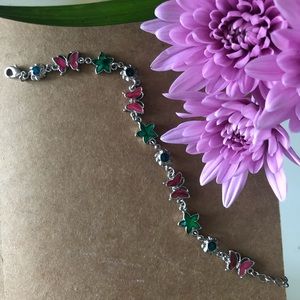 Adorable Vintage Butterfly & Floral Bracelet!